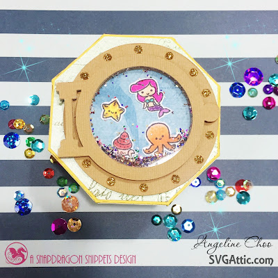 SVG Attic: Shaker Clam Shell Box with Angeline #svgattic #scrappyscrappy #underthesea #clamshellbox #shakercard #papercraft #svg #diecut #cutfile