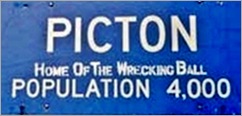 Picton Sign Altered Home of the Wrecking Ball 2