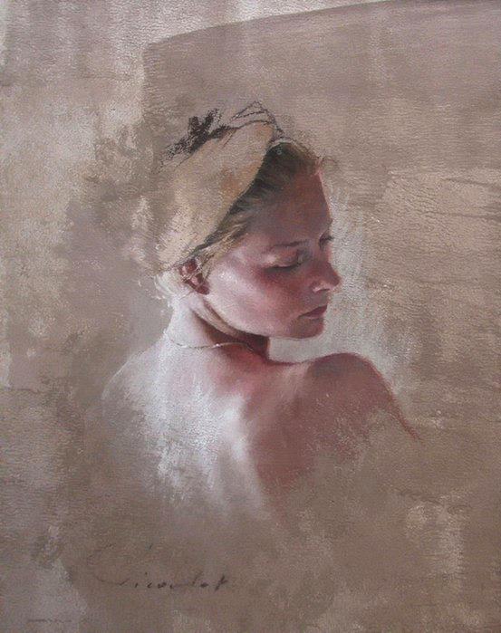 Nathalie Picoulet, French artist, nude art, sensual Paintings ,  portraits pastel , figurative paintings