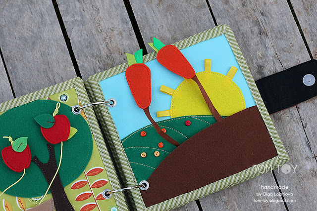 Little quiet book for Dylan, Handmade busy book by TomToy, Carrots garden page