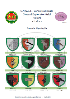 Insignias de patrulla scout. Omerale di pattuglia. Corpo Nazionale Giovani Esploratori CNGEI