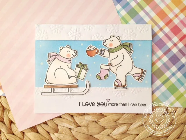 Sunny Studio Stamps: Playful Polar Bears Winter Scene Card by Francesca Vignoli 