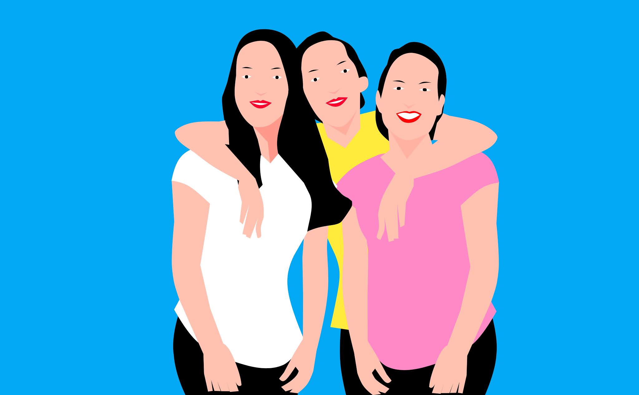 Illustration of happy group of women