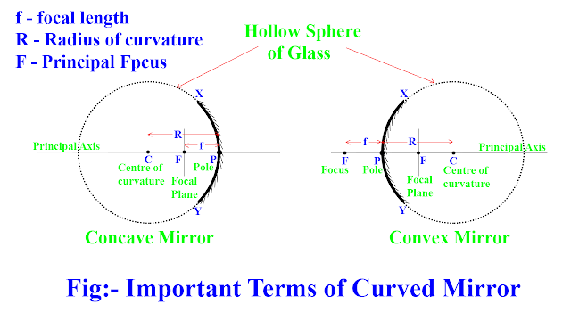 Important Terms of Curved Mirror