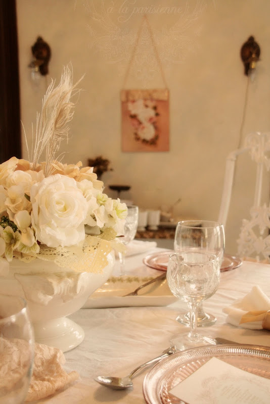  table and puddles onto the floor like the train of a wedding dress