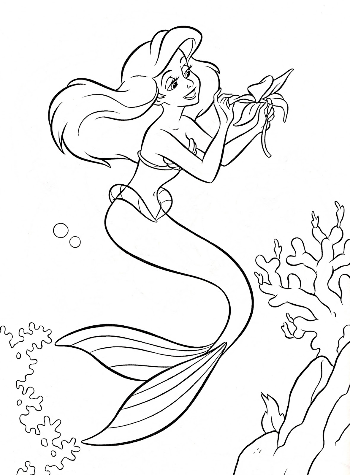 Ariel little mermaid under the sea coloring pages