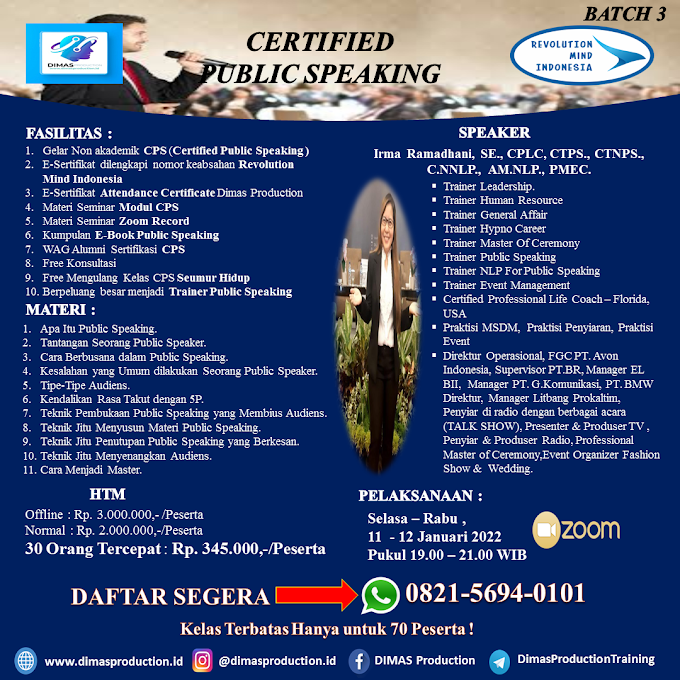 WA.0821-5694-0101 | Certified Public Speaking (CPS) 11 Januari 2022