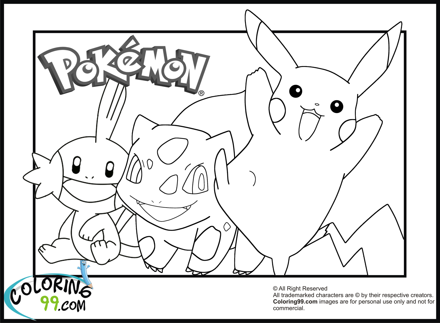 pikachu and friends coloring pages