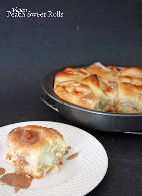 vegan peach sweet rolls