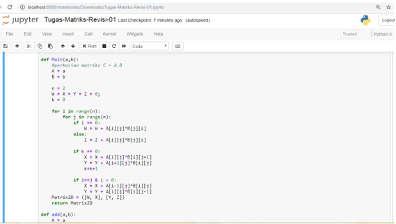 Program Operasi Matriks Ordo 2 x 2 Menggunakan Python