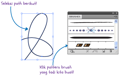 Membuat path dengan bentuk seperti tali dengan Pen Tool