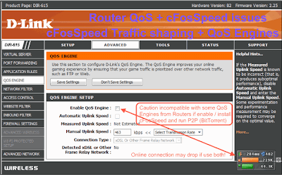 cFosSpeed 4.25 build 1431 issues with QoS Service in Router