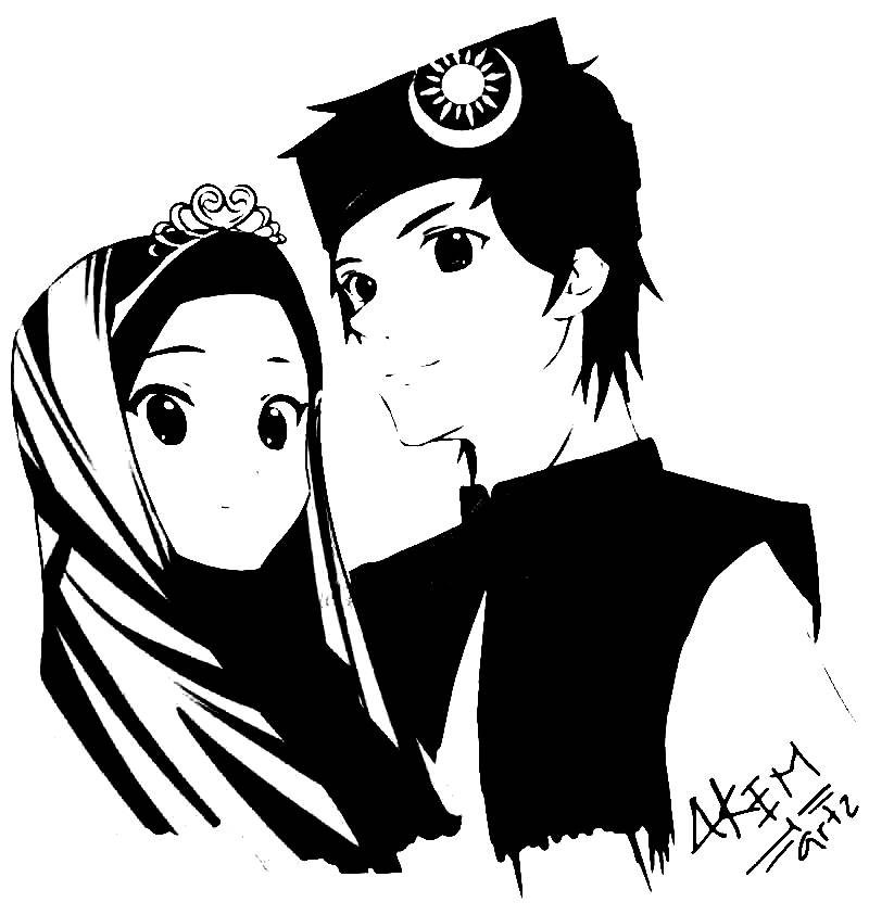 Gambar Anime Pernikahan Muslim  Foto Gaun