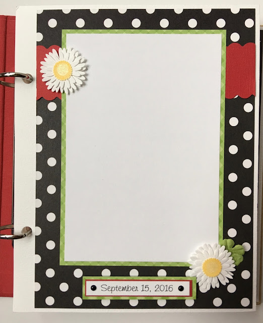 Ladybug Scrapbook Album Page with polka dots and daisy flowers