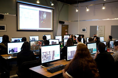 Distracted Student watching spider-man during a lesson