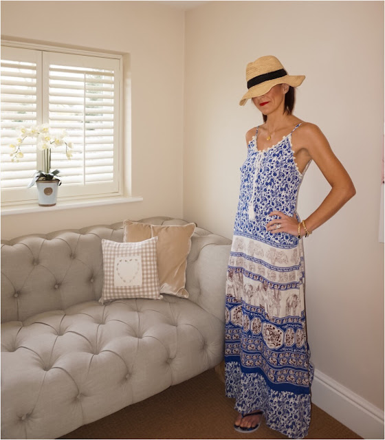 My Midlife Fashion, Coco Bay, Debbie Katz Gaja Maxi Dress, Debbie Katz Maya Bag, Seafolly Layaway fedora Hat, Havaiana animal print slim flip flops