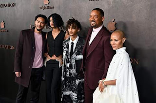 Will Smith attends the premiere of Emancipation with wife Jada Pinkett Smith and children Trey, Jaden and Willow.