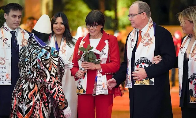 Prince Albert II, Camille Gottlieb, Louis Ducruet and pregnant Marie Chevalier. Princess Stephanie wore a red suit