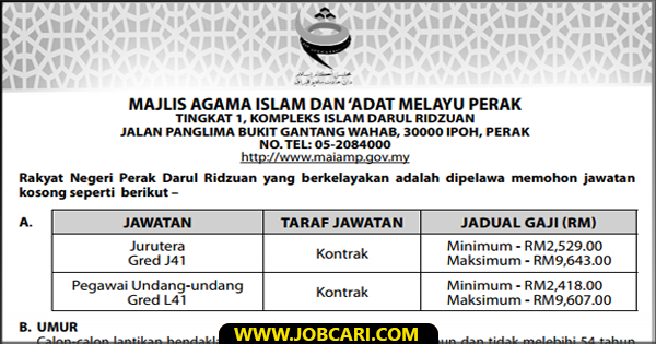 Jawatan Kosong di Majlis Agama Islam Dan Adat Melayu Perak ...