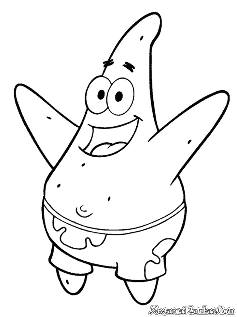  Gambar  Patrick Star Untuk  Diwarnai  Mewarnai Gambar 