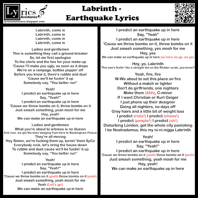 Labrinth - Earthquake Lyrics | lyricsassistance.blogspot.com