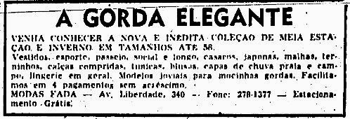 Propaganda das Modas Fada (Gorda Elegante) - 1974