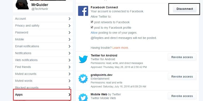 How to prevent Twitter from posting to Facebook