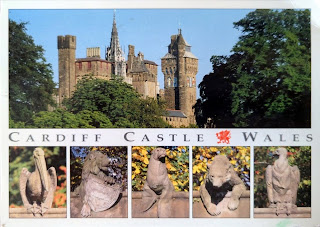 Writing postcards: example postcard from Cardiff Castle Wales