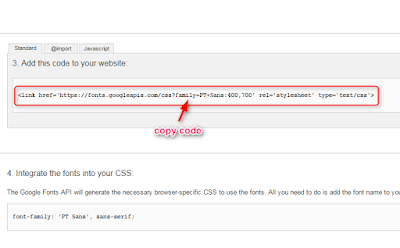 Cara memasang dan menggunakan google font di blogger