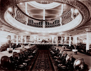 Ocean liner - The 1st class dining saloon on the Empress of Ireland.