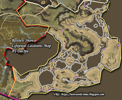 Restless Shore lifejewel locations map