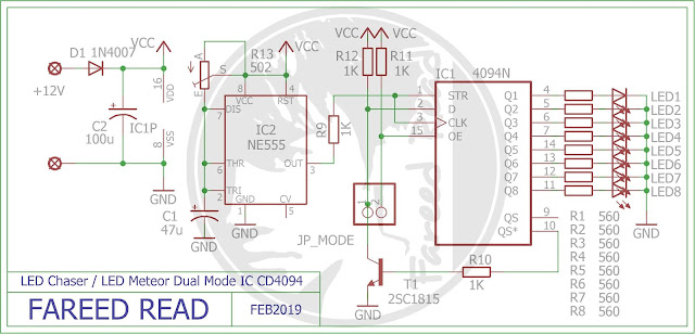 skema Lampu Jetbus Dual Mode Menggunakan IC 4094