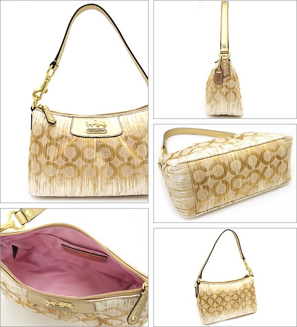 COACH NWT Madison Ikat Top Handle Pouch Gold 42684