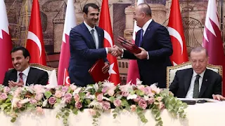 In the presence of Erdogan and the Emir of Qatar Turkey and Qatar strengthen their relationship with 11 agreements In a ceremony attended by President Erdogan and Emir of Qatar Sheikh Tamim, 11 cooperation agreements in various fields were signed between Turkey and Qatar within the eighth meeting of the Higher Strategic Committee between the two countries.  Turkish President Recep Tayyip Erdogan and Emir of Qatar Sheikh Tamim bin Hamad Al Thani chaired the eighth meeting of the Supreme Strategic Committee between the two countries.  Ministers from both countries participated in the closed meeting, which was held at the Dolmabahce Presidential Palace in Istanbul.  Following the meeting, Turkish Foreign Minister Mevlut Cavusoglu and Qatar's Deputy Prime Minister and Minister of Foreign Affairs Mohammed bin Abdulrahman Al Thani signed the joint statement of the committee's eighth meeting.  In the ceremony, which was held in the presence of President Erdogan and Emir of Qatar Sheikh Tamim, 11 cooperation agreements were signed in various fields.  On Friday, Turkey and Qatar signed 11 cooperation agreements to strengthen their strategic relationship in various fields.  The agreements included a cooperation protocol in the field of media and communications, and another cooperation protocol between the Turkish Radio and Television Corporation and Qatar Television.  The two countries also signed a memorandum of understanding in the field of high-quality infrastructure between the Turkish Halal Accreditation Agency and the Qatari Ministry of Public Health, and a memorandum of understanding for cooperation in the field of industrial property rights protection.  an agreement for the mutual integration of satellite network service areas (the use of satellite technology in the field of voice, video, Internet, fax, television and radio) regulated by Annex 30B of the Radio Regulations, and memoranda of understanding in the field of food security, disaster management, emergency and humanitarian assistance, and the field of construction.  In addition to an agreement on the establishment and operation of cultural centers and their activities, a cooperation protocol between the Turkish Cultural Center Yunus Emre and the Qatar Museums Authority, and a memorandum of understanding in the field of diplomatic archives.  The Foreign Ministers of the two countries, Mevlut Cavusoglu and Mohammed bin Abdulrahman Al Thani, also signed the joint statement of the eighth session of the Supreme Strategic Committee between the two countries.  The Joint Higher Strategic Committee between the two countries was established in December 2014, and its meetings are held every year at the highest level. It is a mechanism for consultation on Qatari-Turkish relations, and represents one of the most important indicators of the intense and strong bilateral relations.  This summit is the 31st between President Erdogan and Prince Tamim since 2014, which is a record number in the history of relations between the two countries, and perhaps in the history of international diplomacy.