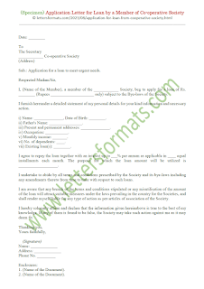 application letter for loan from cooperative society