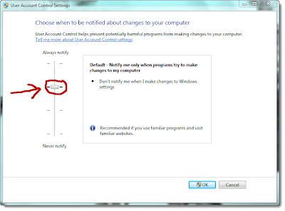 disable user account control pada window 7