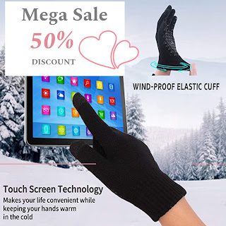 discount Achiou Winter Knit Gloves Touchscreen Warm Thermal Soft Lining Elastic Cuff Texting Anti-Slip