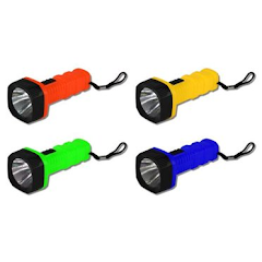 Red, yellow, green, and blue flashlights