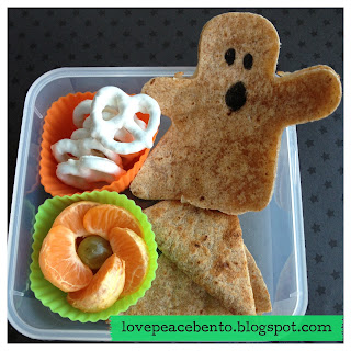 Halloween Bento Lunch with Ghost Shaped Tortilla