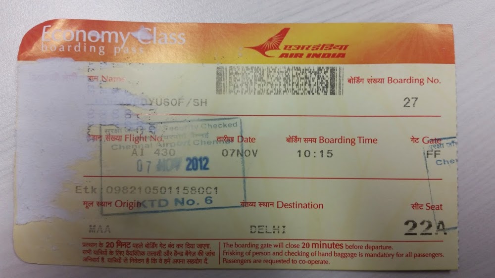 Tiket Air India dari Chennai ke Delhi