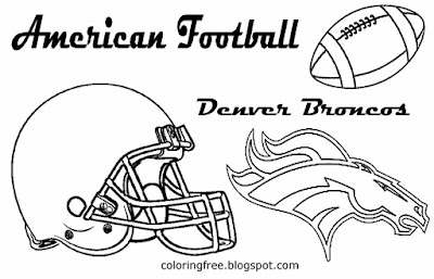 Denver Broncos printable American team football coloring book pages for boys US sport games