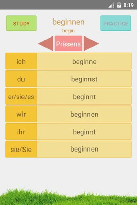 تطبيق لتصريف الافعال الشاذة Unregelmäßige Verben مع PRÄTERITUM UND PERFEKT · الاندرويد + تدريبات مع جمل