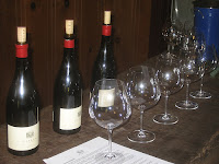 Glasses lined up for wine tasting in the Napa Valley