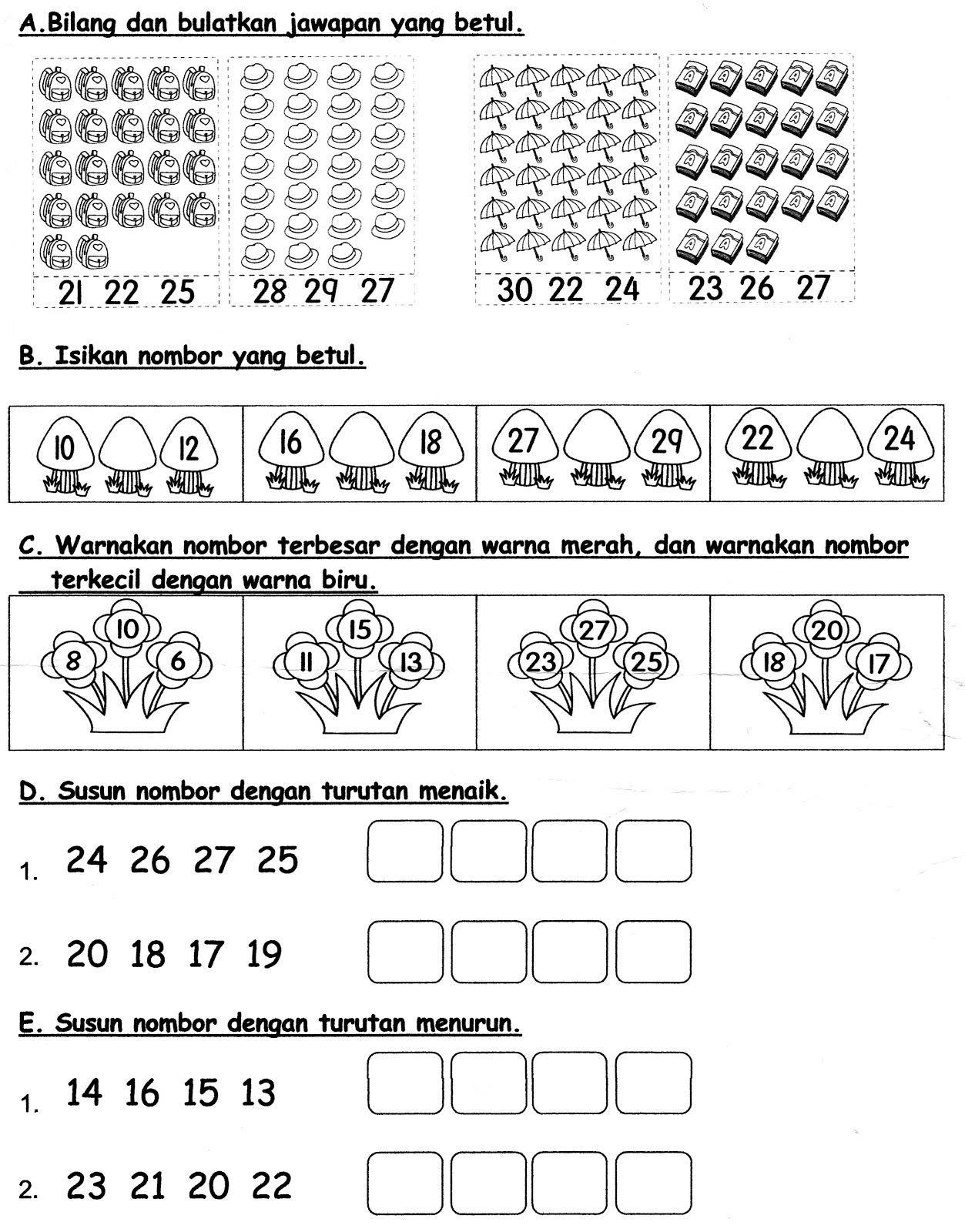 Bersuka ria di Prasekolah : LATIHAN MATEMATIK