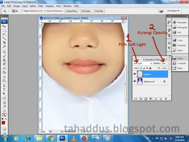 Cara mudah memerahkan bibir menggunakan photoshop