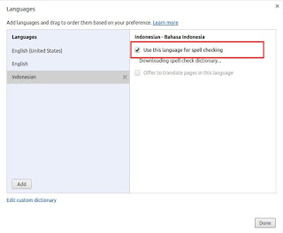 Cara aktifkan spell check blogger/blogspot di Chrome