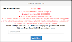 Upgrade My Account I select Bitcoin.