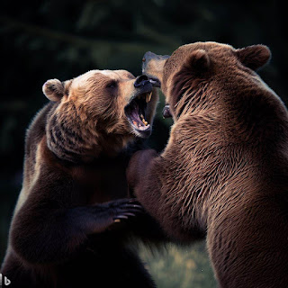 Grizzly bear fighting