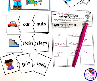 Synonym puzzles like these are a great way to help your students understand what synonyms pair together with the targeted vocabulary word. They are also self checking which is great for fostering a sense of independence in your students.