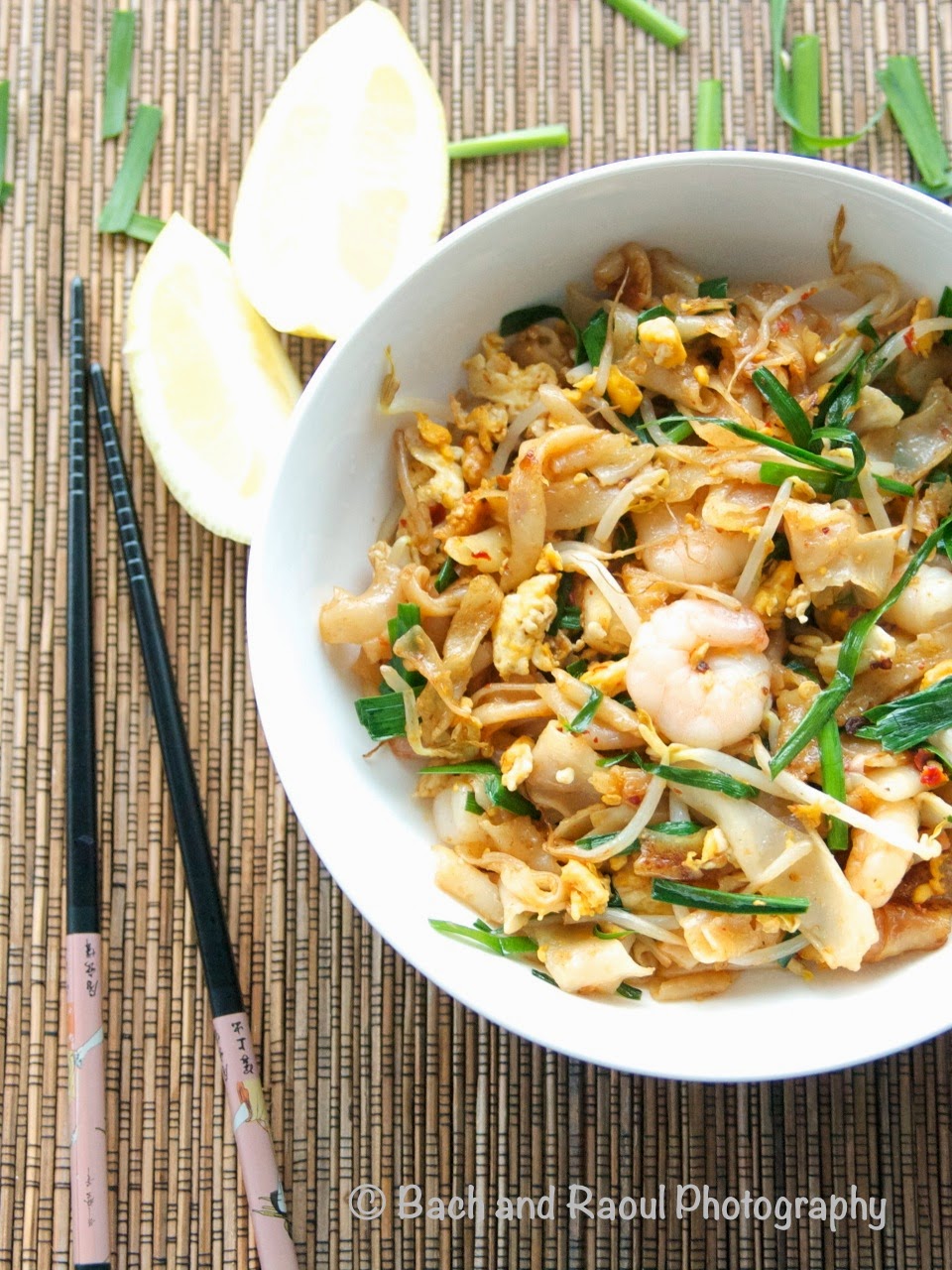 Char Kway Teow - Malayasian Stir Fried Rice Noodles with Shrimp and Garlic Chives